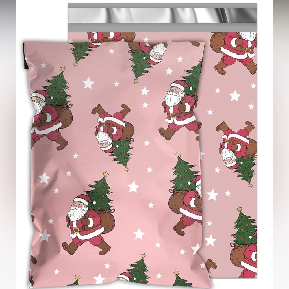 10 pcs Pink Santa Claus Poly Mailer - Picture 2 of 2